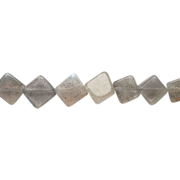 Bead, labradorite (natural), 7-8mm hand-cut flat diamond, C grade, Mohs hardness 6 to 6-1/2. Sold per 13-inch strand. image number 0