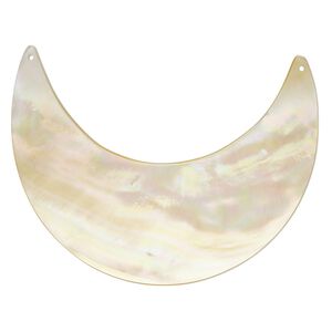 Connector, gold lip shell (natural), 60 x 50mm hand-cut moon. Mohs hardness 3-1/2. Sold individually.