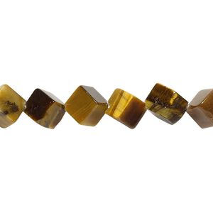 Tigereye 1pkg1, diagonally drilled cube bead natural 15.5-16 inch 6mm