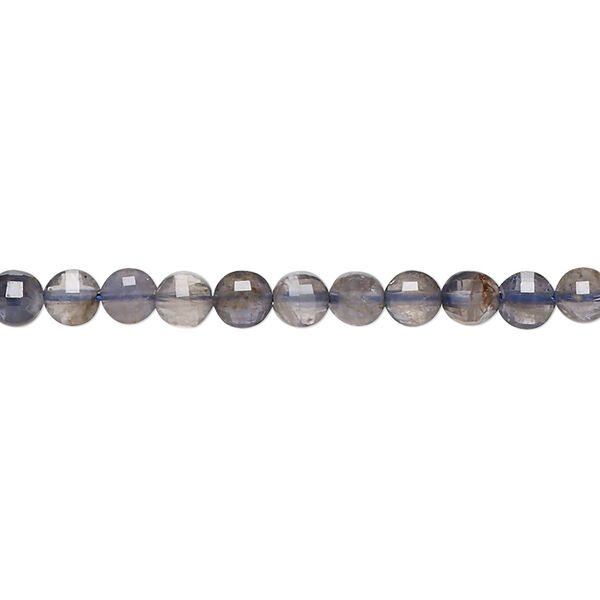 Iolite 1pkg1, faceted puffed flat round bead 15.5-16 inch 4mm image number 0