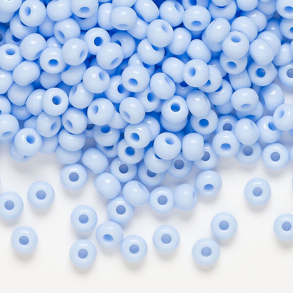 Seed bead, Preciosa Ornela, glass, opaque light blue, #6 rocaille. Sold per 50-gram pkg. image number 0