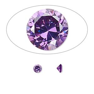 Gem, cubic zirconia, amethyst purple, 4mm faceted round, Mohs hardness 8-1/2. Sold per pkg of 5.