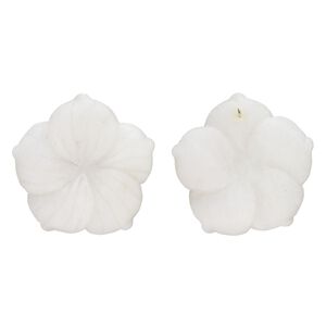 Snow quartz 1pkg1, frosted carved flower / hidden bail pendant natural mix 52x50mm