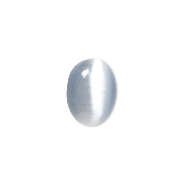 Cabochon, cat's eye glass (fiber optic glass), grey, 16x12mm calibrated oval, quality grade. Sold per pkg of 8. image number 0