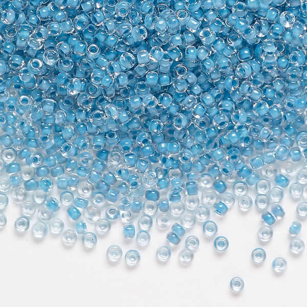 Seed bead, Dyna-Mites™, glass, pkg/1/2kg, #11 round, translucent inside dyed color turquoise blue, (223 11/0 RR). image number 0