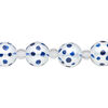 Bead, glass 1pkg8, opaque dark blue and white, 10mm hand-painted round. image number 0