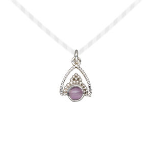 Amethyst / sterling silver 1pkg1, beaded drop natural antiqued 11x9mm