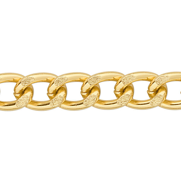 Chain, anodized aluminum, gold, 10mm curb. Sold per pkg of 5 feet. image number 0