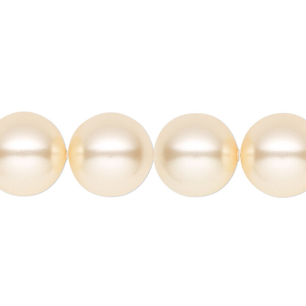 Pearl 10pk light gold, Crystal Passions® 12mm round 5810 image number 0