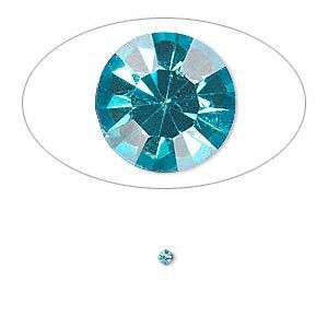 Chaton, glass rhinestone, aqua blue, foil back, 1.9-2.0mm faceted round, PP13. Sold per pkg of 72.