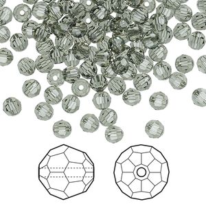 Bead 144pk black diamond, Crystal Passions® 4mm round 5000