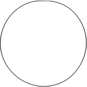 Neckwire, nylon-coated stainless steel, black, 1mm cable, 16 inches with 1.9mm slide lock clasp. Sold individually.