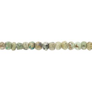 Green-brown turquoise 1pkg1, hand-cut faceted rondelle bead 13 inch 4x2mm-5x3mm