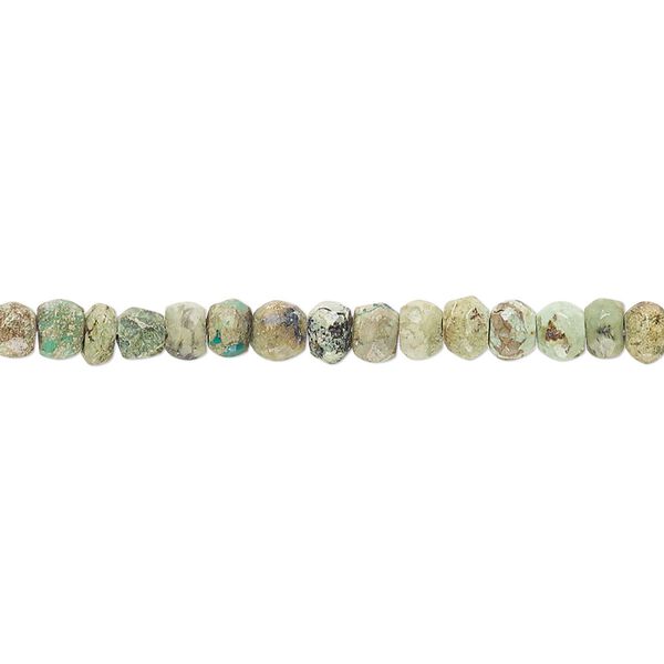 Green-brown turquoise 1pkg1, hand-cut faceted rondelle bead 13 inch 4x2mm-5x3mm image number 0