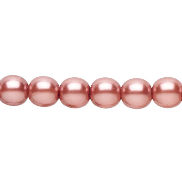 Bead, Czech pearl-coated glass druk, rose, 8mm round. Sold per 15-1/2" to 16" strand. image number 0