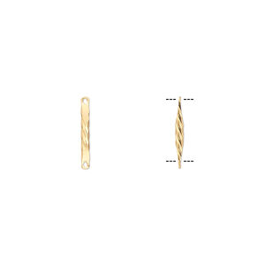 Link, gold-plated brass, 12x2mm twisted bar. Sold per pkg of 50.