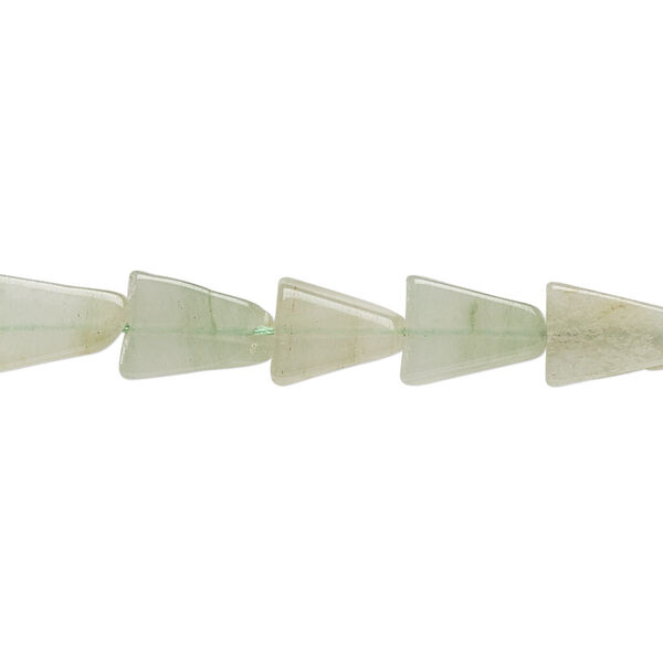 Bead, green aventurine (natural), light, 9x9x7mm-12x12x8mm hand-cut flat triangle, C grade, Mohs hardness 7. Sold per 13-inch strand. image number 0