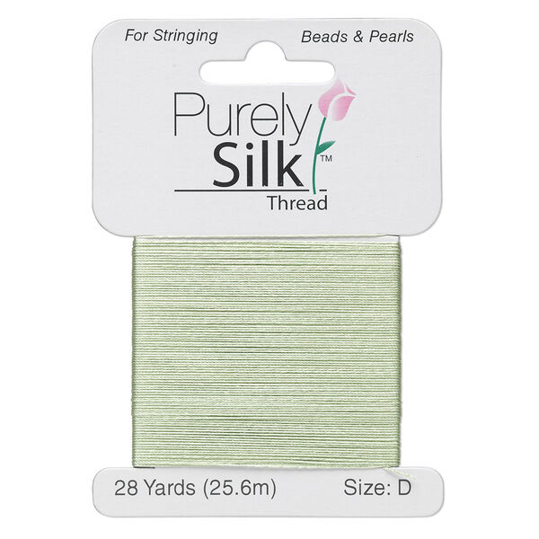 Thread, Purely Silk™, medium green, size D. Sold per 28-yard card. image number 0