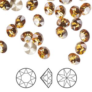 Chaton 12pk light amber foil back, Crystal Passions® 6.14-6.32mm round SS29 1088