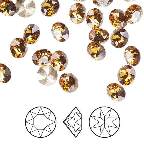 Chaton 12pk light amber foil back, Crystal Passions® 6.14-6.32mm round SS29 1088 image number 0