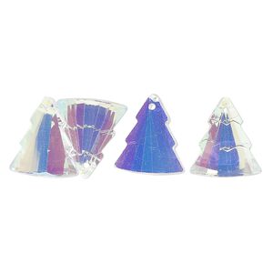 Drop, Celestial Crystal®, translucent crystal clear AB, 15x13mm top-drilled tiered tree. Sold per pkg of 4.