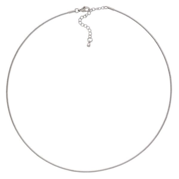 Chain, stainless steel, 1.5mm omega, 18 inches with 2-inch extender chain and lobster claw clasp. Sold individually. image number 0