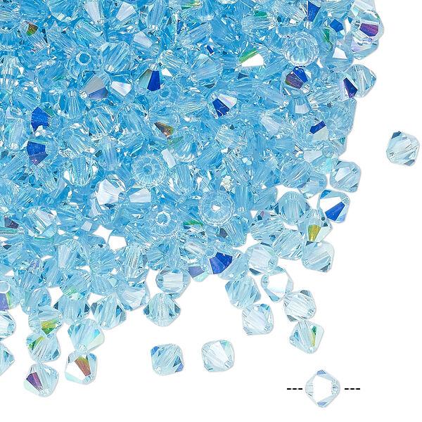 Bead 144pk aquamarine AB, Preciosa Czech crystal 4mm bicone image number 0