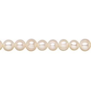 Freshwater pearl 1pkg1, semi-round, 14 inch apricot 5-6mm cultured
