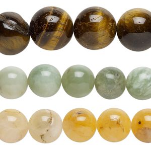Multi-gemstone / glass 1pkg3, round bead 14 inch 13-20mm
