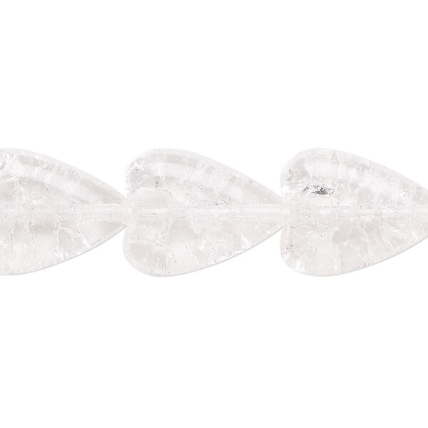 Bead, Czech crackle glass, translucent clear, 17x13mm heart. Sold per 15-1/2" to 16" strand, approximately 20 beads. image number 0