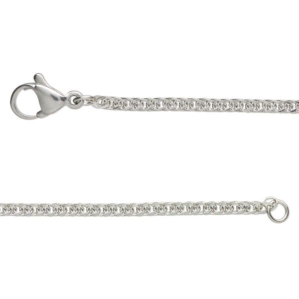 Chain, stainless steel, 2mm double curb, 24 inches with lobster claw clasp. Sold individually. image number 0