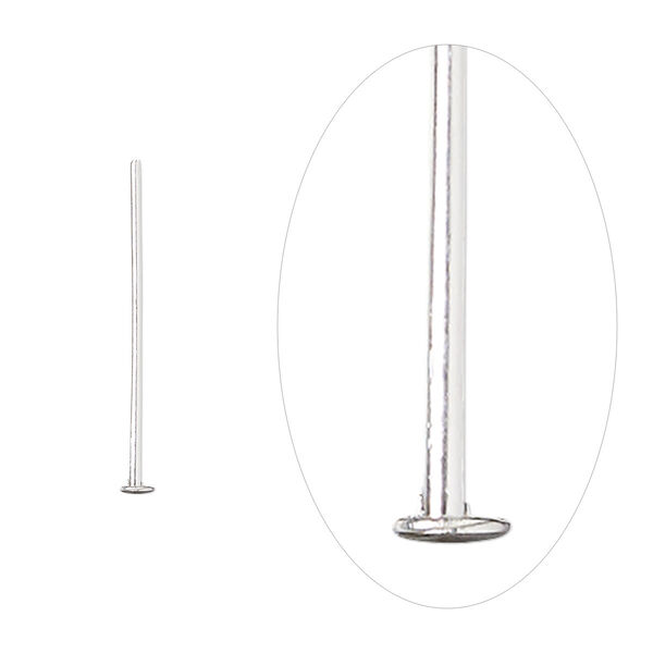 Head pin, silver-plated brass, 3/4 inch, 21 gauge. Sold per pkg of 100. image number 0