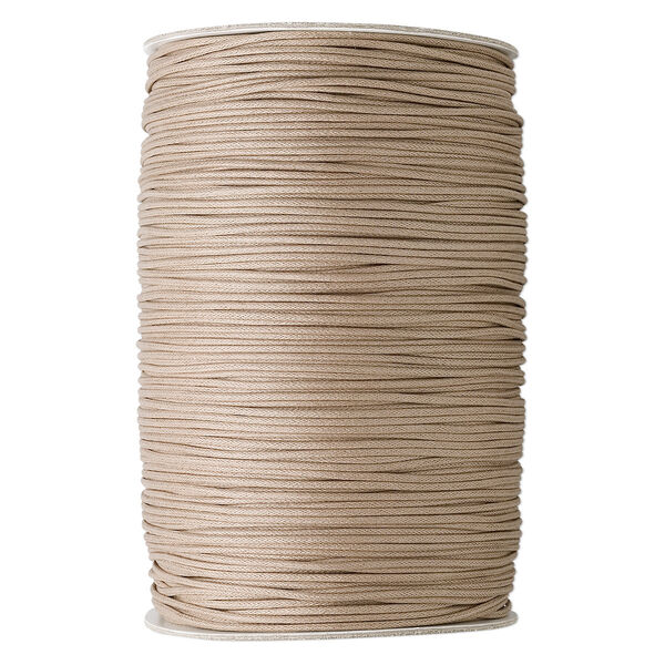 Cord, waxed cotton, tan, 2mm round. Sold per 500-yard spool. image number 0