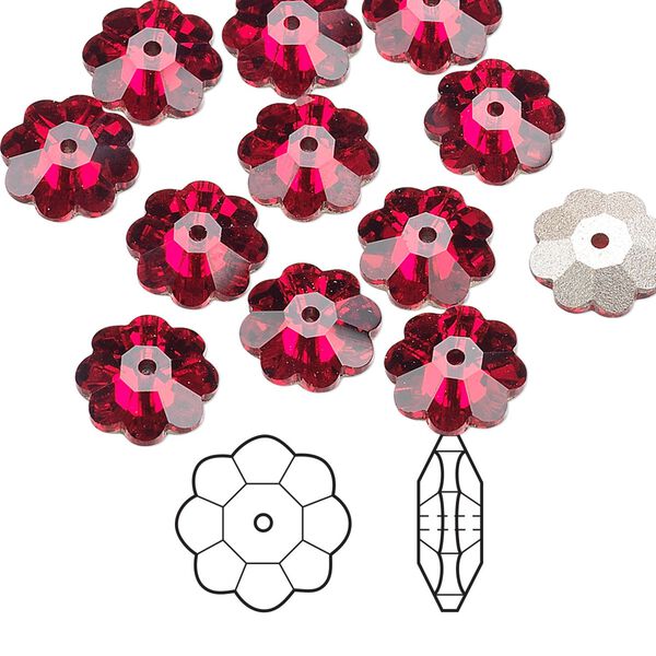 Margarita flower 12pk Siam foil back, Crystal Passions® 10x3.5mm 3700 image number 0