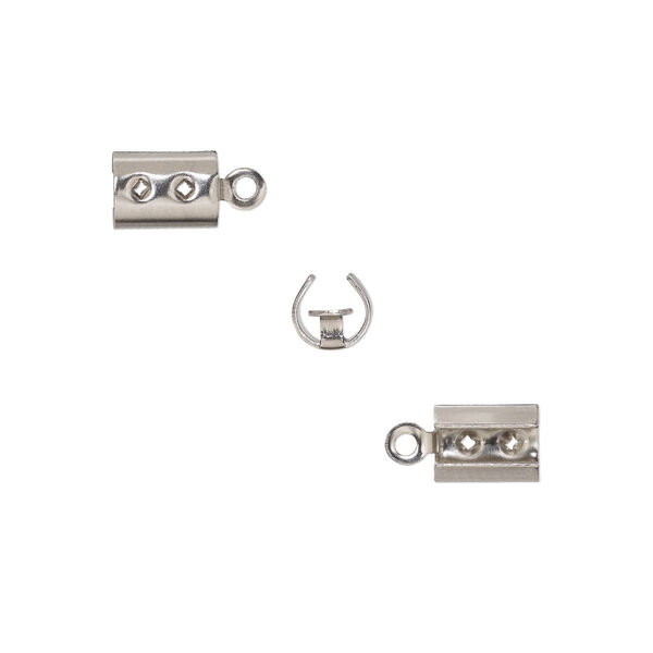 Cord end, fold-over, stainless steel, 7.5x5mm round, 4.5mm inside diameter. Sold per pkg of 20. image number 0
