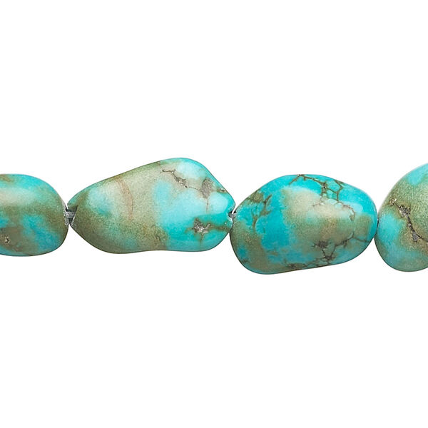 Bead, magnesite (dyed / stabilized), blue and green, small to medium nugget, Mohs hardness 3-1/2 to 4. Sold per 15-inch strand. image number 0