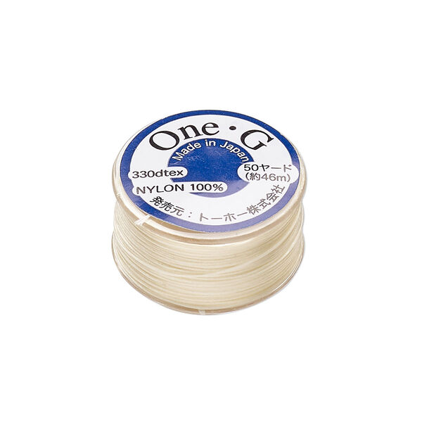Thread, TOHO BEADS®, One-G™, nylon, cream, size 0. Sold per 50-yard spool. image number 0
