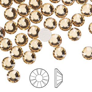 Flat back 24pk light Colorado topaz foil back, Preciosa MAXIMA Czech crystal hotfix rhinestone 6.3-6.5mm chaton rose round SS30