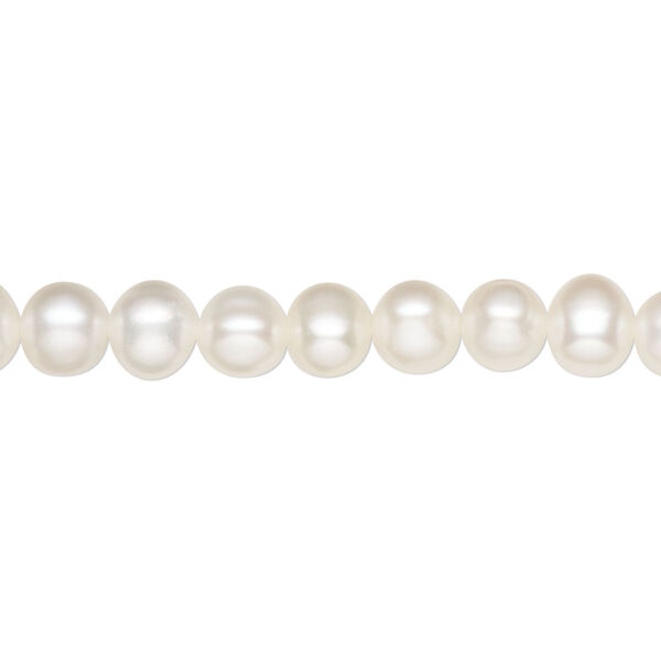 Pearl, White Lotus™, cultured freshwater pearl (bleached), white, 6-6.5mm semi-round, C grade, Mohs hardness 2-1/2 to 4. Sold per 15-1/2" to 16" strand. image number 0