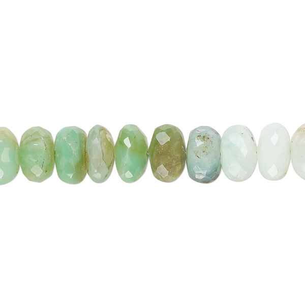 Peruvian opal 1pkg1, hand-cut faceted rondelle bead natural C+ grade, 8 inch 8x4mm-9x7mm image number 0