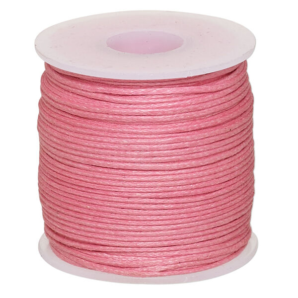Cord, waxed cotton, light pink, 0.5mm. Sold per 25-meter spool. image number 0
