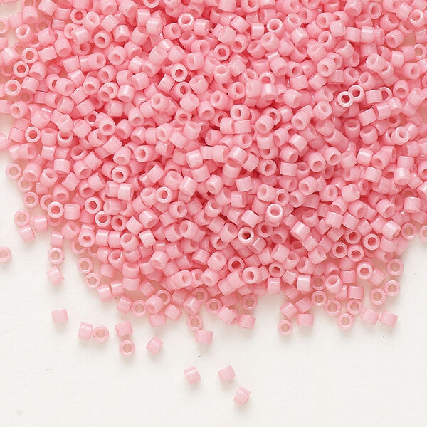 Seed bead, Delica®, glass, pkg/7.5g, #11 round, Duracoat® opaque outside dyed powder pink (DB-2116). image number 0