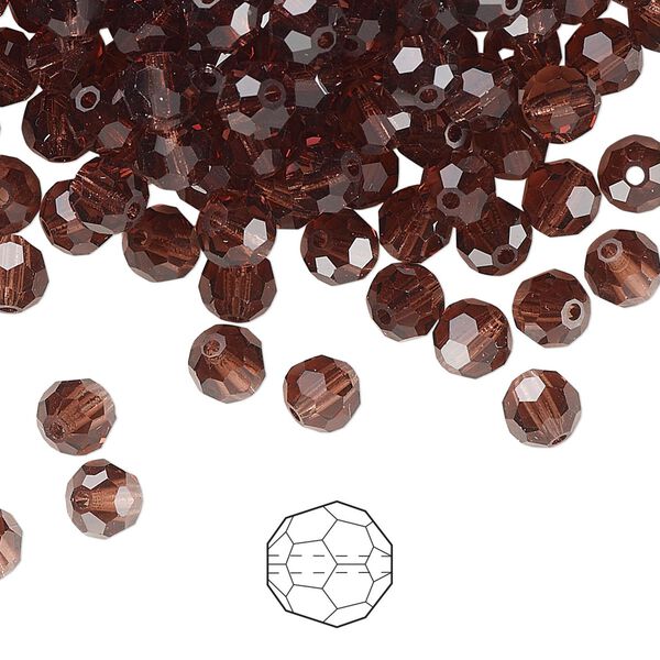 Bead 24pk light burgundy, Preciosa Czech crystal 5mm round image number 0