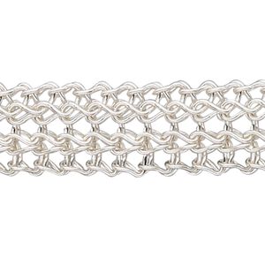 Wire, enamel and copper, silver, 4mm flat knit. Sold per 25-foot spool.