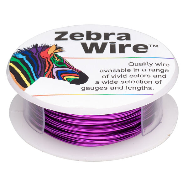 Wire, Zebra Wire&trade;, color-coated copper, magenta, round, 18 gauge. Sold per 10-yard spool. image number 0
