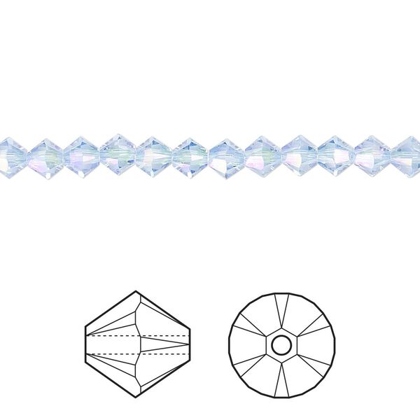 Bead 48pk light sapphire shimmer 2X, Crystal Passions® 4mm bicone 5328 image number 0