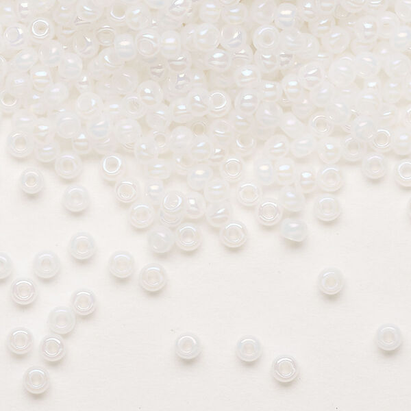 Seed bead, Preciosa Ornela Czech glass, pkg/50g, #8 rocaille, opaque rainbow alabaster, (57205). image number 0