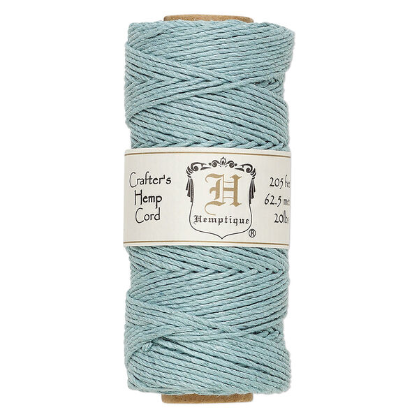 Cord, Hemptique®, polished hemp, light blue, 1mm diameter, 20-pound test. Sold per 205-foot spool. image number 0