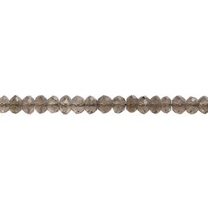 Smoky quartz 1pkg1, hand-cut faceted rondelle bead 15.5-16 inch 3x2mm-4x3mm