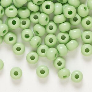 Seed bead, Preciosa Ornela, glass, opaque pale green, #2 rocaille. Sold per 50-gram pkg.